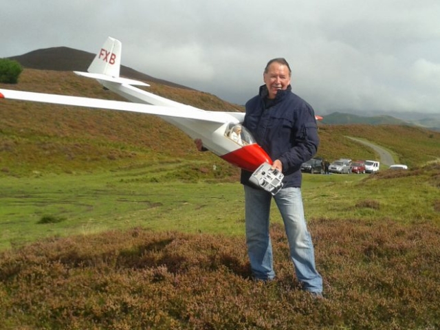 Steve Fraquet with radio control glider